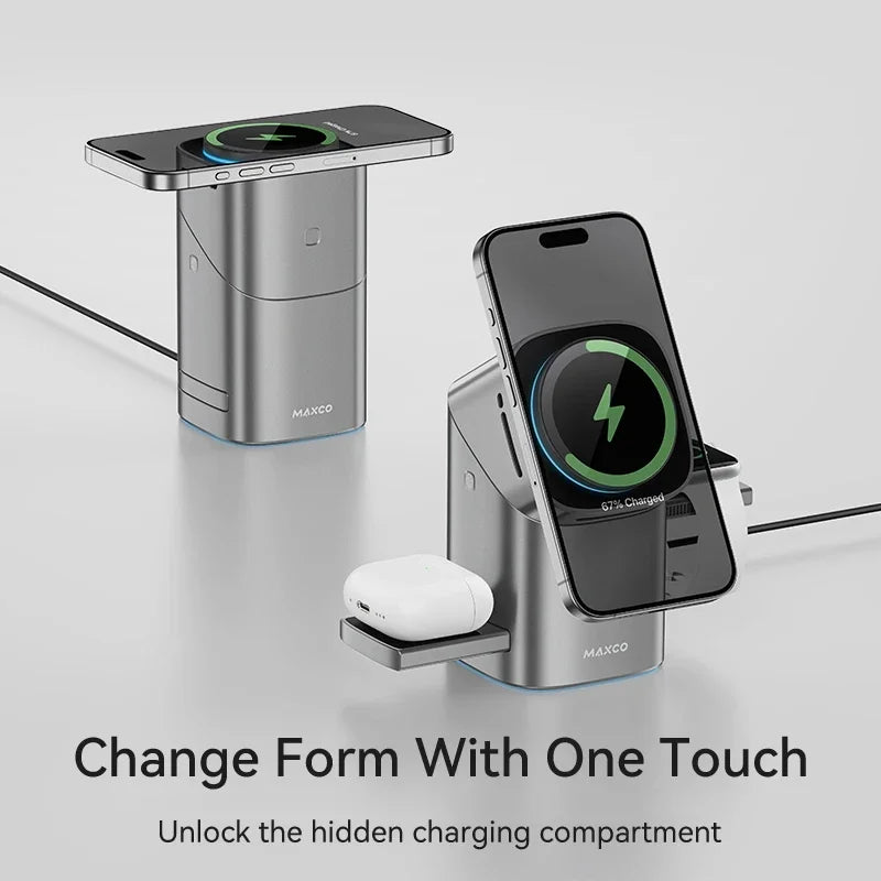 Qi2 Magnetic 3 in 1 Wireless Charger